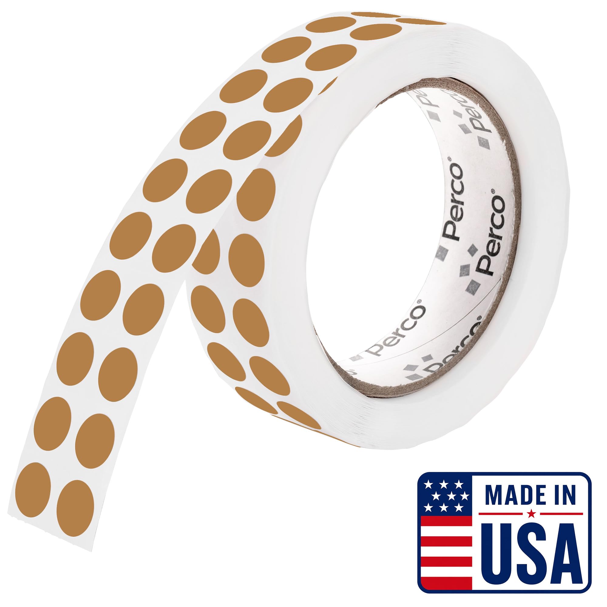 Perco Kraft Brown Round Circle Dot Sticker 1/2-Inch Labels with Easy-Tear Perforation, 3,000/Roll - Crafts, Packaging for Rustic Seals, Handmade Products &amp; Batch Coding, Strong Adhesive - Made in USA