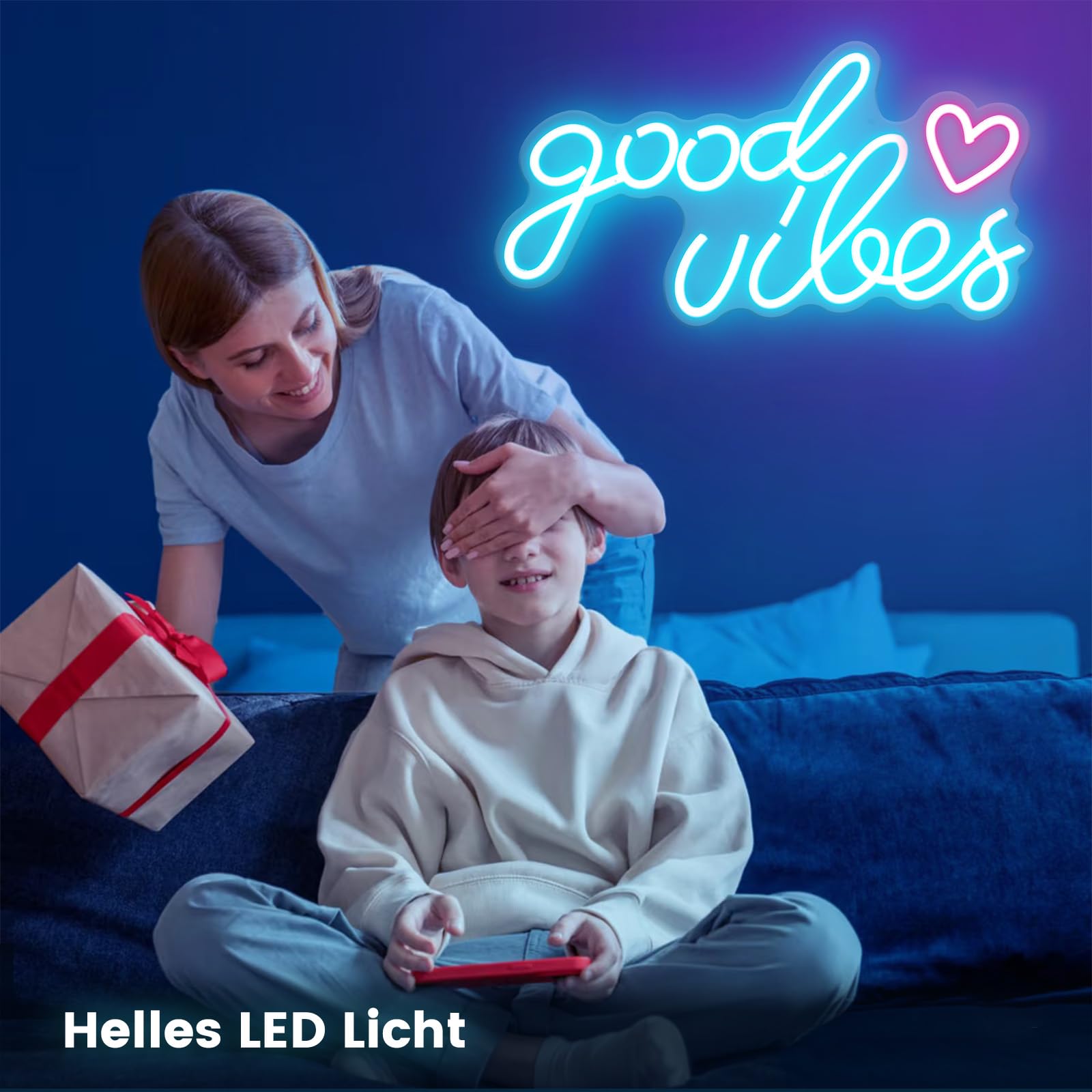 Blue Good Vibes Néon Led, Néon Mural Lettre Usb, Pour Chambre à Coucher, Chambre D'Enfant, DéCoration Murale, Bar, Mariage, FêTe