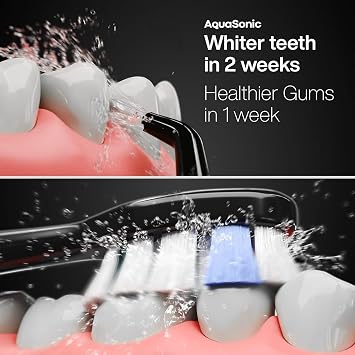 AquaSonic Home Dental Center PRO Brushing & Flossing Made Easy Brush & Floss Power Toothbrush & Water Flosser Whiter Teeth & Healthier Gums Black Series Pro+Oral Irrigator