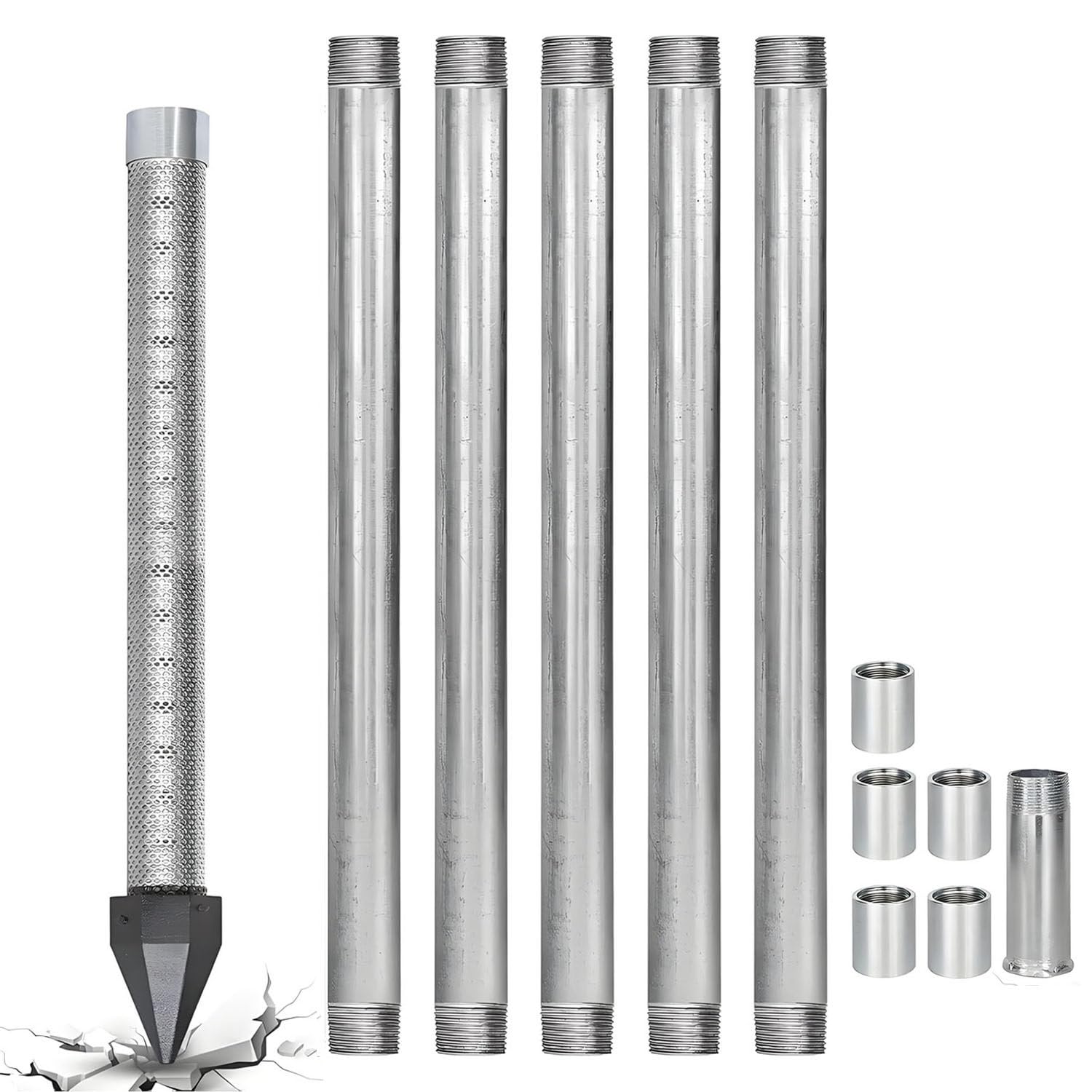 COAKUE Well Drive Point Kit, DIY Water Well Drilling Kit 5+1Kit