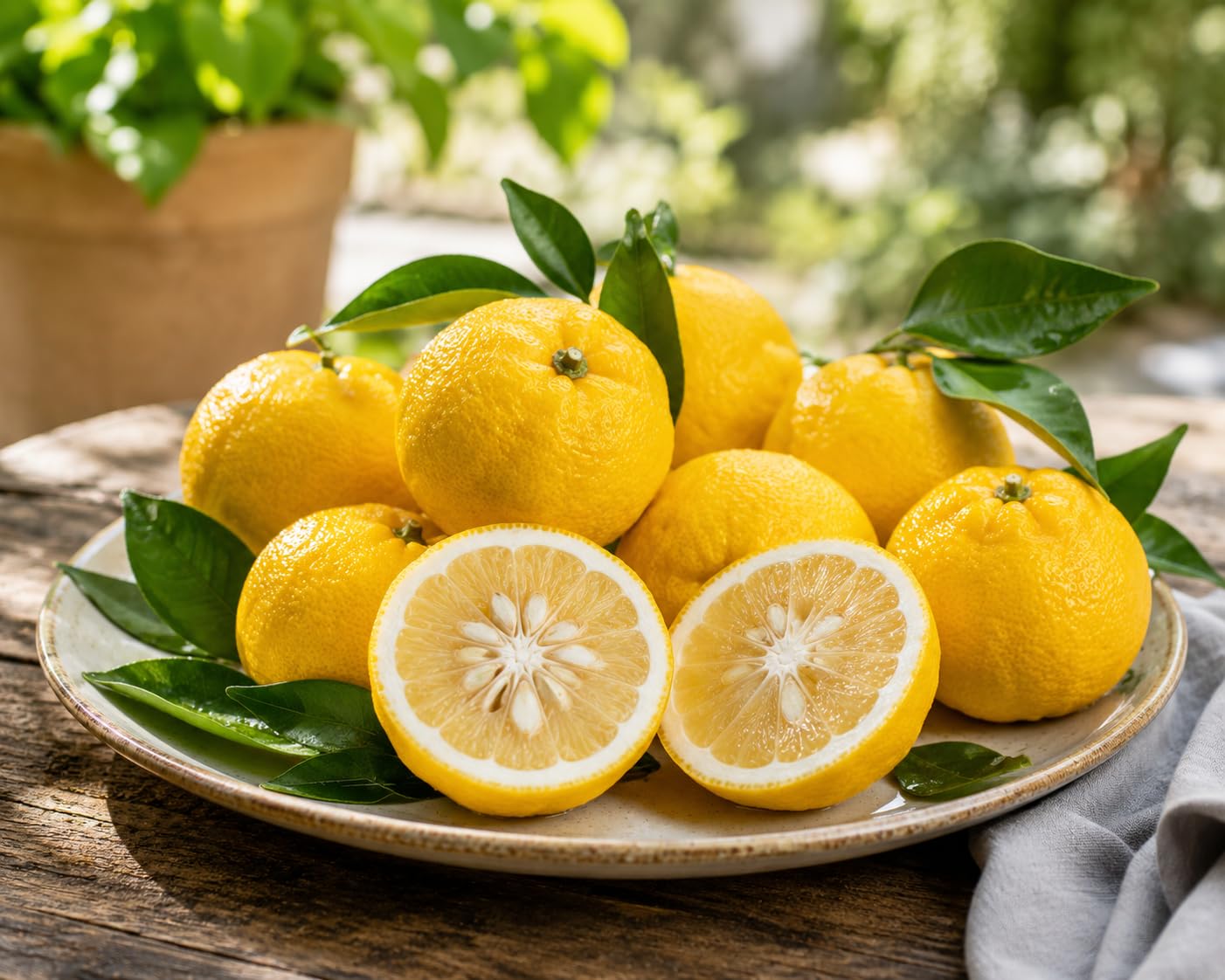 Yuzu Zitrone Citrus junos XXL 130–160 cm im Topf – Japanische Zitruspflanze, winterhart, aromatische Früchte, duftende Blüten, ideal für Garten, Terrasse, Balkon & Kübel