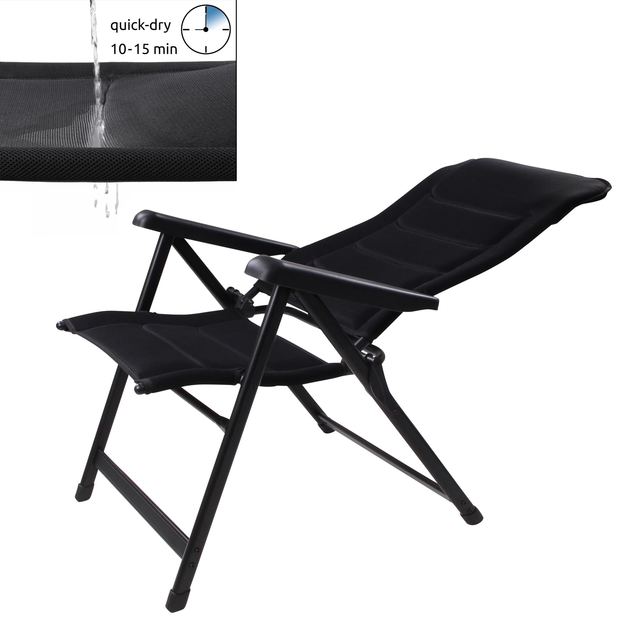 your GEAR Sovana 3D – Gartenstuhl klappbar XXL Hochlehner – Campingstuhl extra breit – 180 kg belastbar – 3D Mesh Bezug Quick Dry Polsterung – 6-Fach verstellbar – ergonomisch & wetterbeständig
