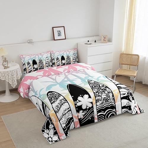 Miniatura 4 de Castle Fairy Juego de edredón de verano para surf, tamaño individual, juego de ropa de cama con estampado abstracto de tabla de surf de graffiti