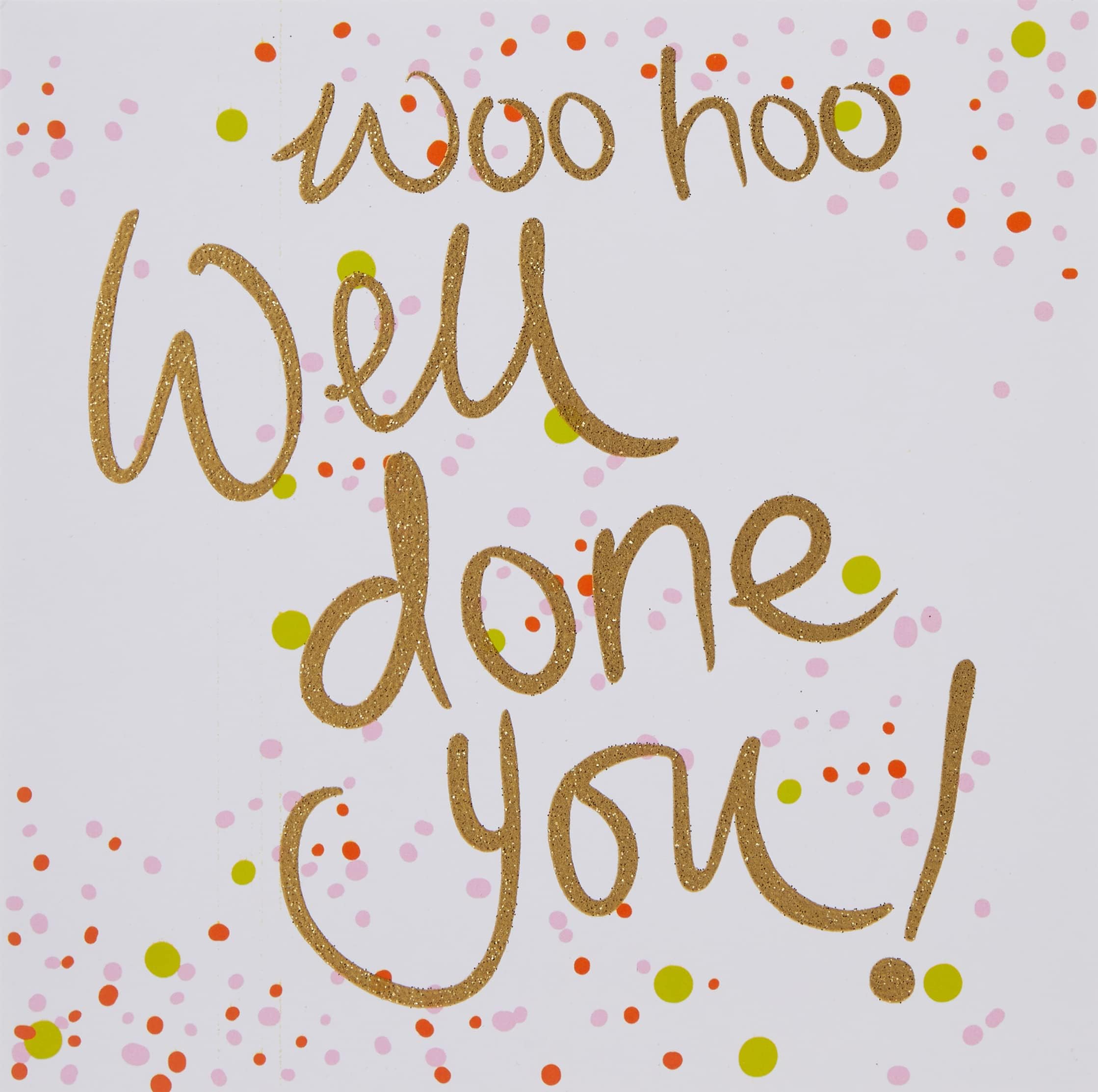 Piccadilly Greetings Luxury Beautiful Contemporary Woo Hoo Congratulations Card - 160 mm sq - Koko Designs KL002,White