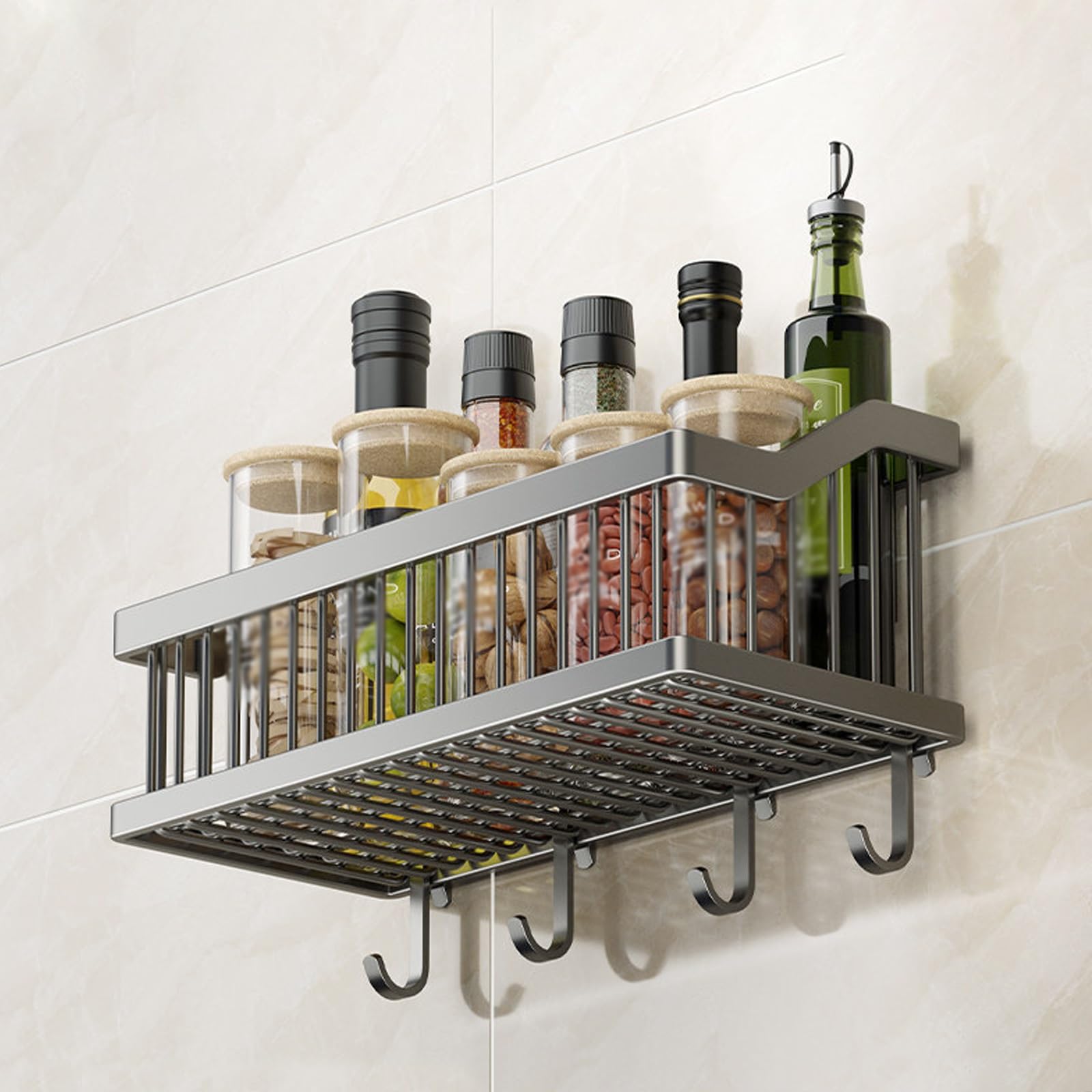 Estante de alambre de 2 niveles en acero al carbono para organizar la cocina