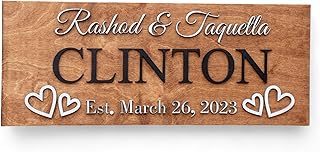 Custom Family Name Sign | Personalized Wooden Wedding Gift | Rustic Last Name Wood Plaque | Established Date Sign |Аnniversаrу (Clinton Style)