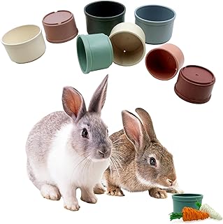 KYHSOM 8 Pcs Stacking Cups for Rabbits -2pcs Rabbit Toys Radish- Different Sizes and Colors of Reusable Bunny Stacking Cups,Small Animals Safe Plastic Foraging Play Rabbit Stacking Cups.10PCS