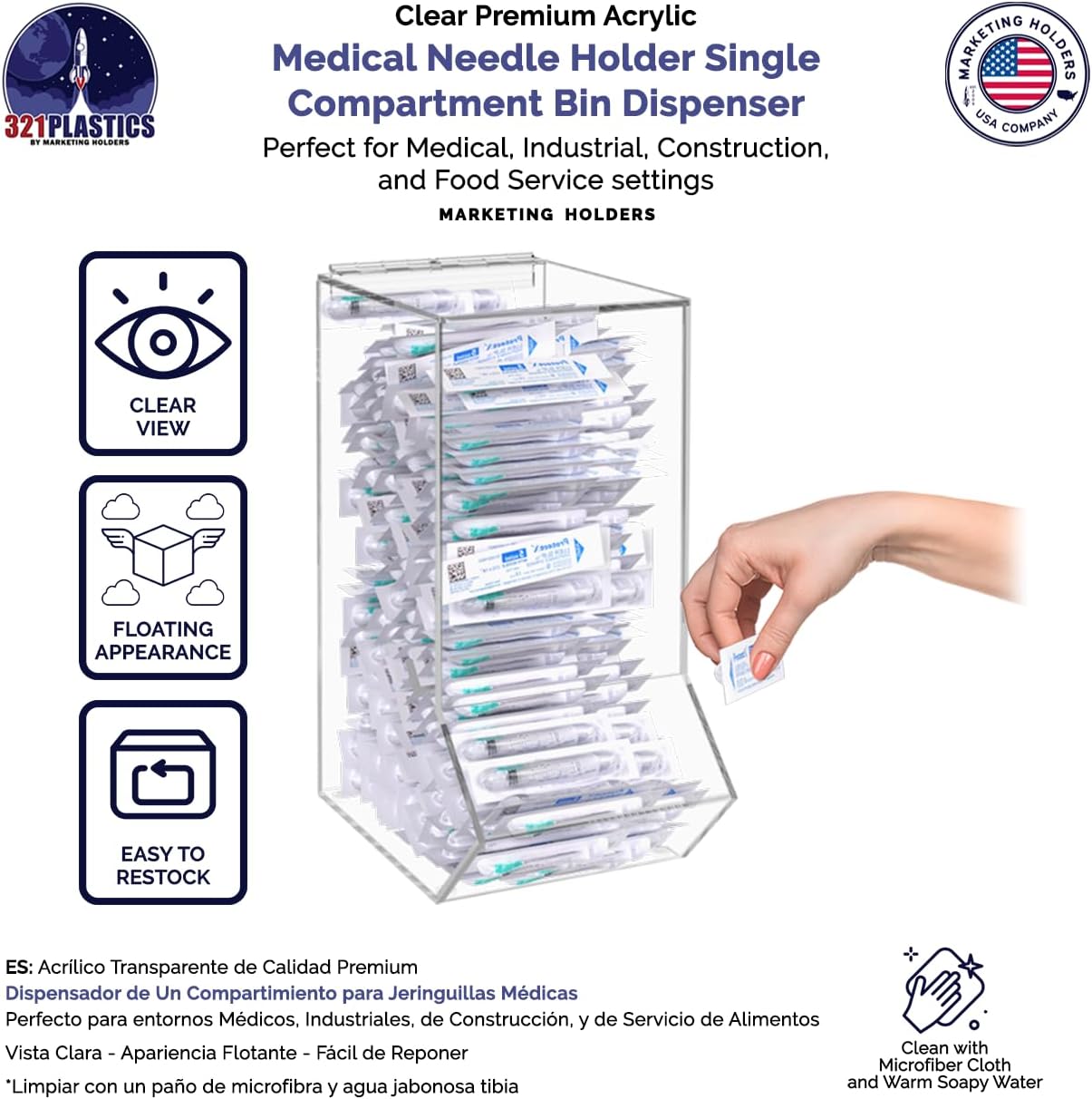 Marketing Holders Clear Dispenser Drop Bin for Retail Medical Facility 6.5" x 14.75" Wall or Counter Storage Display Acrylic Candy Container