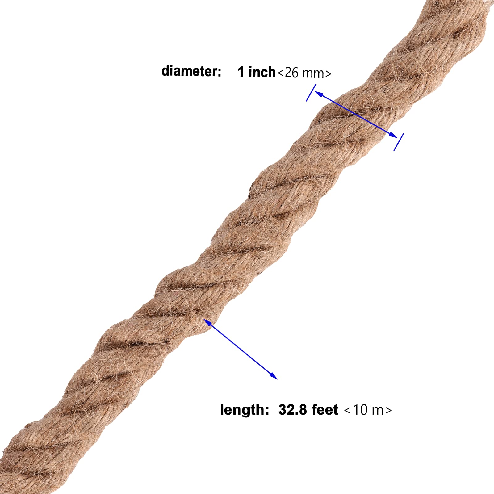 10M x 26 MM Natürliche Juteseil, Dicke und Starke Juteschnur, Schnur gedreht Jute Seil Hanfseil für Handwerk Aufhängen, Dekoration, Tauziehen, Sport