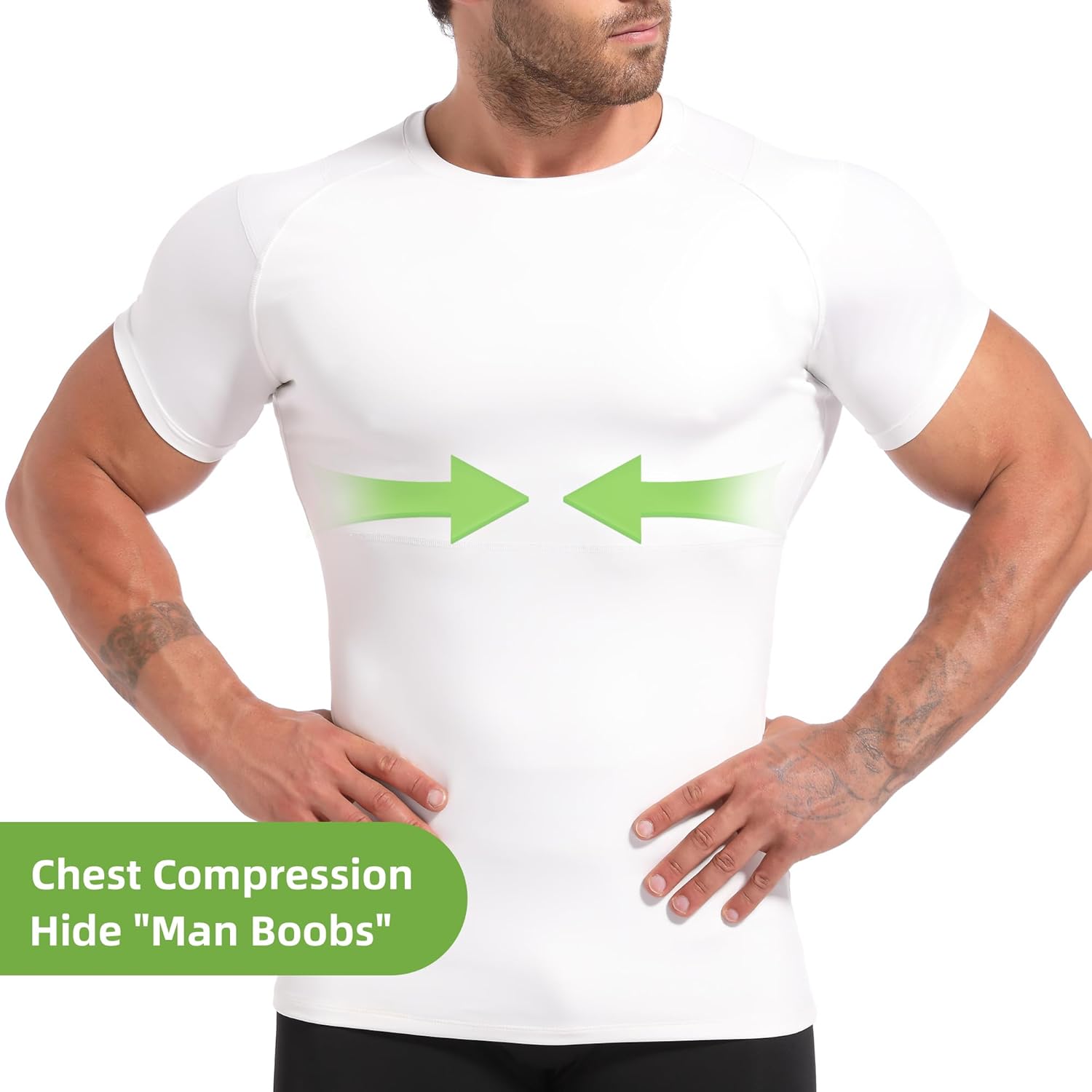 Lgtfy 4D Mens Compression Shirt Short Sleeve, Gynecomastia Tummy Control Back Support Undershirt, Slimming Vest - Image 2