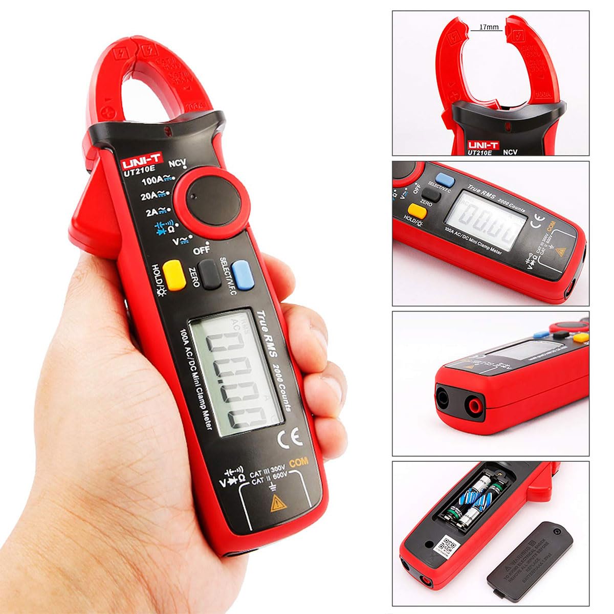 UNI-T UT210D Serie UT210 Mini-Klemme, 200 A AC/DC, 600 V AC/DC, 60 kHz, -40 °C - 1000 °C/-40 °F-1832 ° F