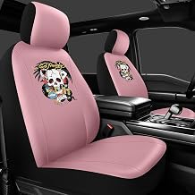 ED HARDY Casino Skull Car Seat Covers, Pink Premium Leather Seat Covers