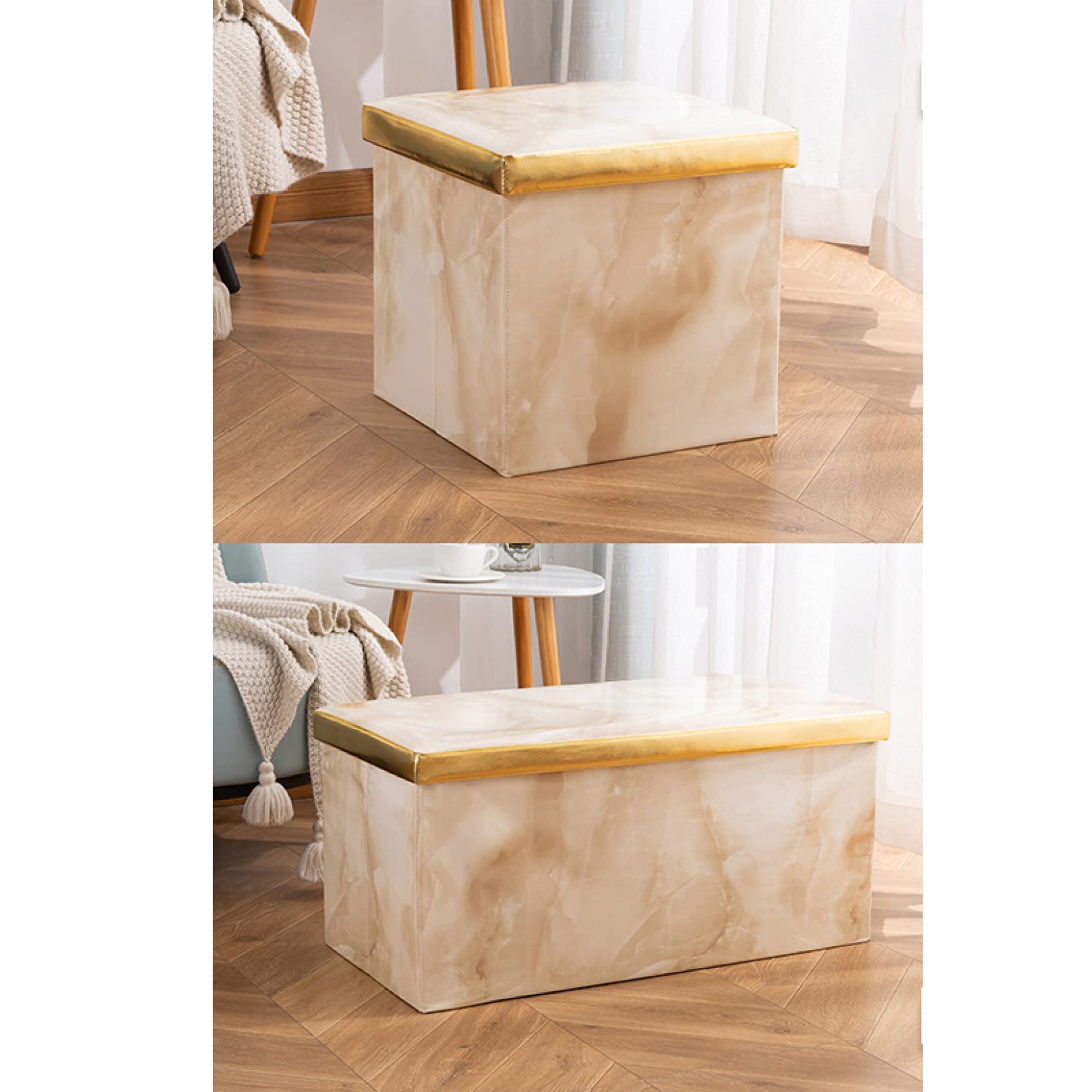 Amazon｜スツール 2人掛け 38*38*38CM 収納 ファブリック 北欧