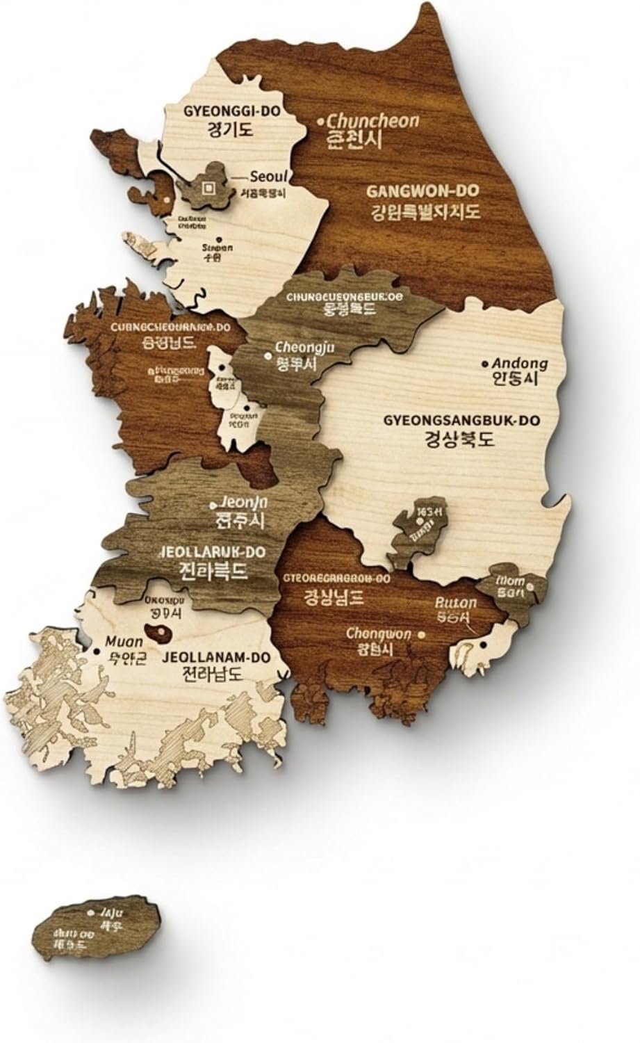 South Korea 3D Wooden Country Map Wall Art Decor for Home, Office & Living Room | South Korea Wood Map for Travel Lovers (15.7" x 13.4" | 40x34 cm)