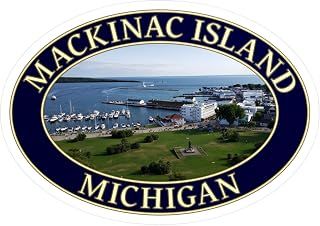 Mackinac Island Harbor and Downtown Sticker – Michigan Travel Decal for Laptop, RV, Scrapbook, Water Bottle & More
