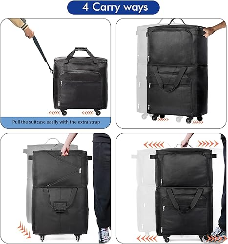 Miniatura 4 de Maleta plegable grande con ruedas giratorias, bolsa de equipaje con ruedas expandibles, Maletas de Viaje para grandes con ruedas de 50 libras
