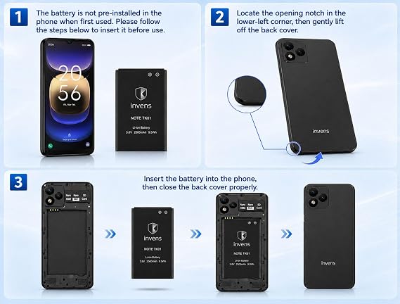 invens NOTE TK01 Smartphone Android 12 Phones,7+32GB/256GB(Black)