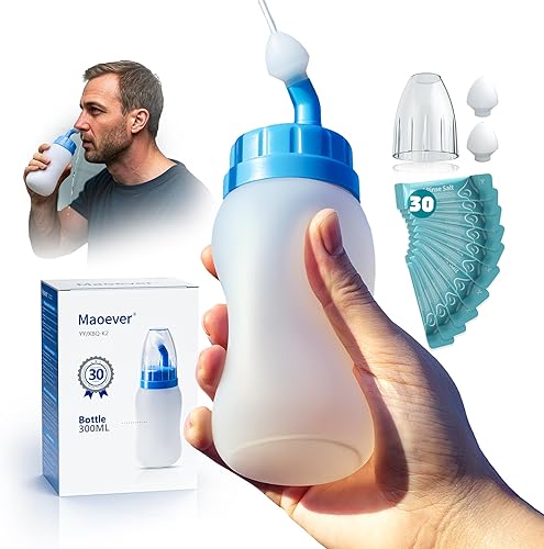 MAOEVER Neti Pot - Botella de silicona para enjuague sinusal, limpiador de nariz, enjuague a presión, riego nasal para adultos y niños, 10.1 fl oz