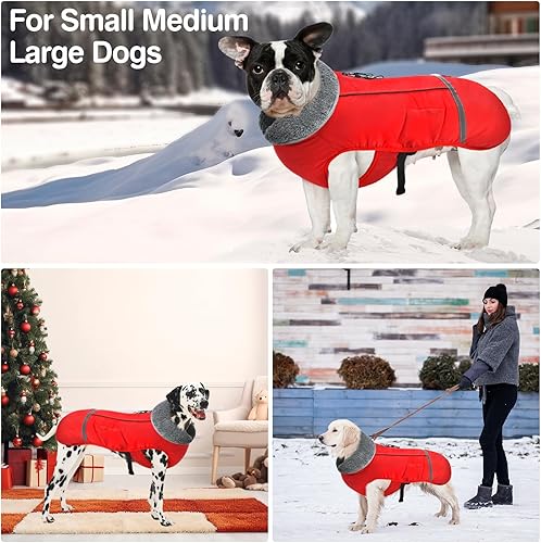 Miniatura 5 de Chaqueta de invierno para perro, chaqueta acolchada para perro resistente al agua, traje de nieve, abrigos de vellón para cachorros de clima frío,