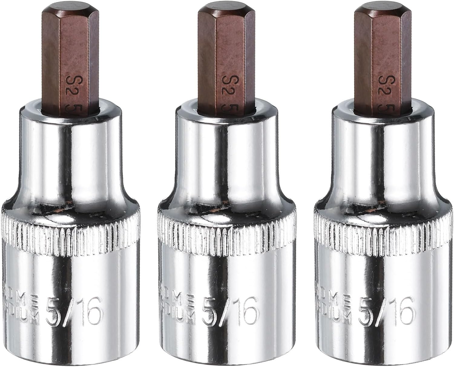 3pcs 5/16" Hex Bit Socket 1/2" Square Drive SAE Extension Impact Bit Power Nut Driver Set S2 & CR-V Steel Socket Ratchet Wrench Bits