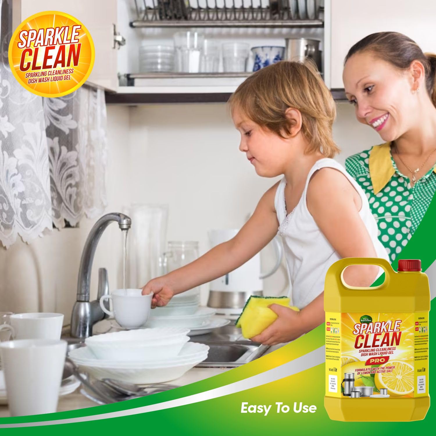 Parle Ropvatika SparkleClean Dishwash Liquid Gel Lemon 5 Liter can With Lemon Fragrance, Leaves No Residue, Grease Cleaner For All Utensils (Lemon: 5 Liter) 1