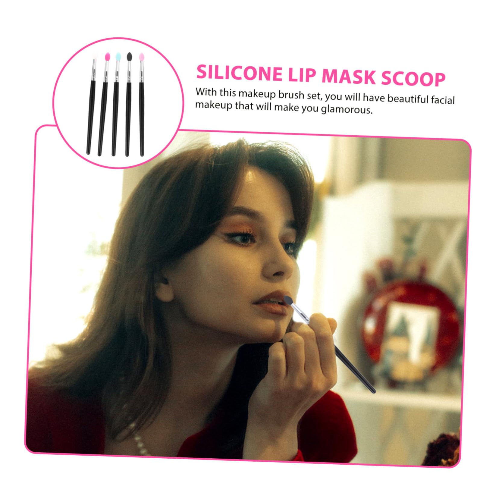 FOMIYES Set Di 5 Pennelli Per Il Trucco in Silicone Applicatore Per Rossetto E Ombretto Per Donna Facili Da Pulire Portatili Per Uso Domestico E in Salone 5 Pezzi*5