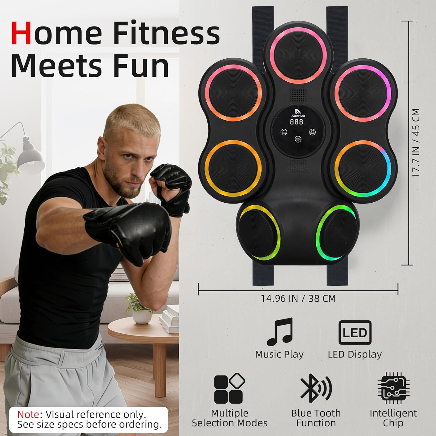 Abahub Music Boxing Machine for Adults & Kids - 11 Modes & Bluetooth Boxing Punch Machine, Home Fitness Equipment with Gloves, Wall Mounted Interactive Boxing Target, Nice Gift Choice