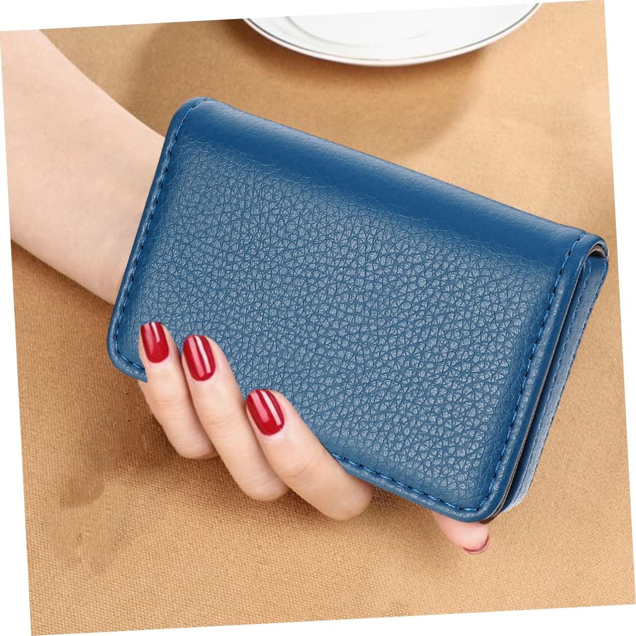 Blue PU Magnetic Business Card Holder with Stainless Iron Case image 5