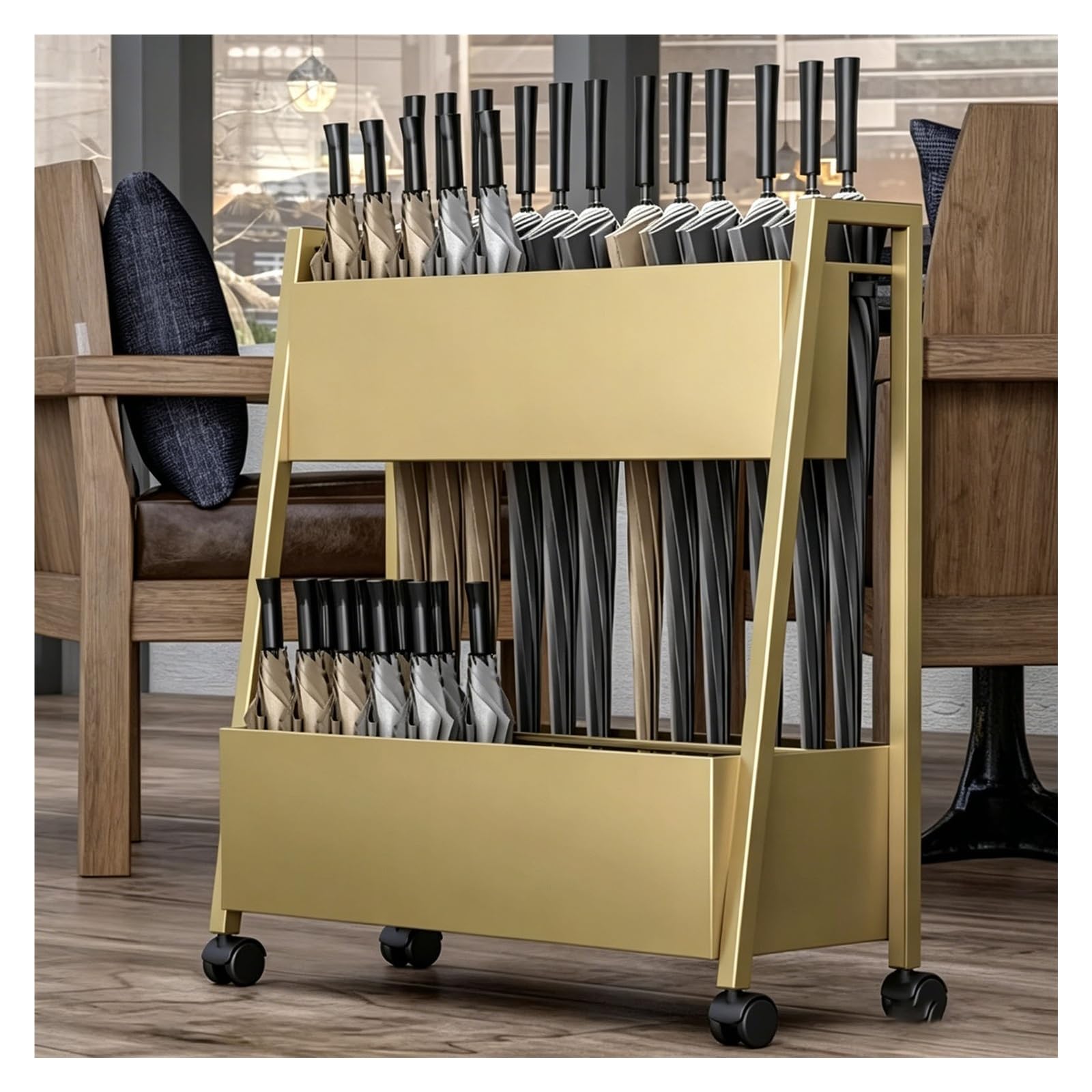 WQPMNYG Gold Metal Umbrella Holder Stand - Large Capacity Entryway Storage Rack for Umbrellas & Walking Sticks - Stylish Home & Office(68x25x60cm)
