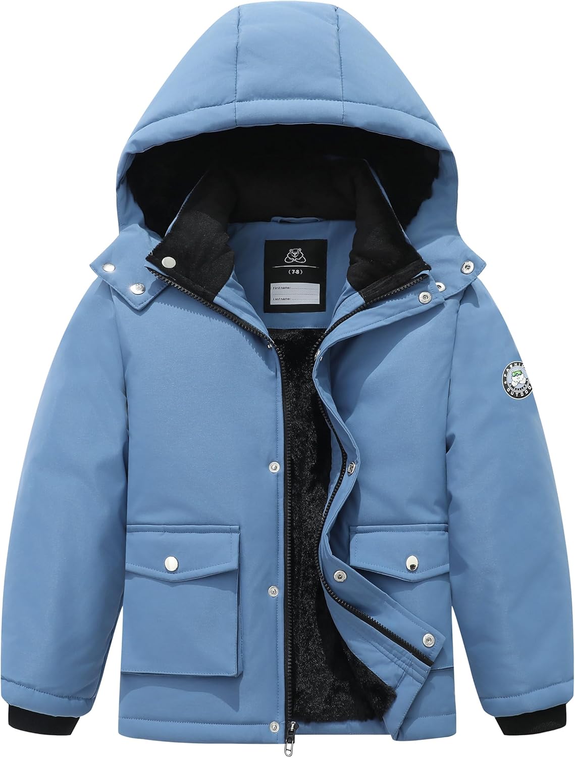 TUNICCE Boy's Winter Coat Waterproof Puffer Jacket| Thicken Fleece Lining Warm Windbreak Hooded Down Parka for Kids