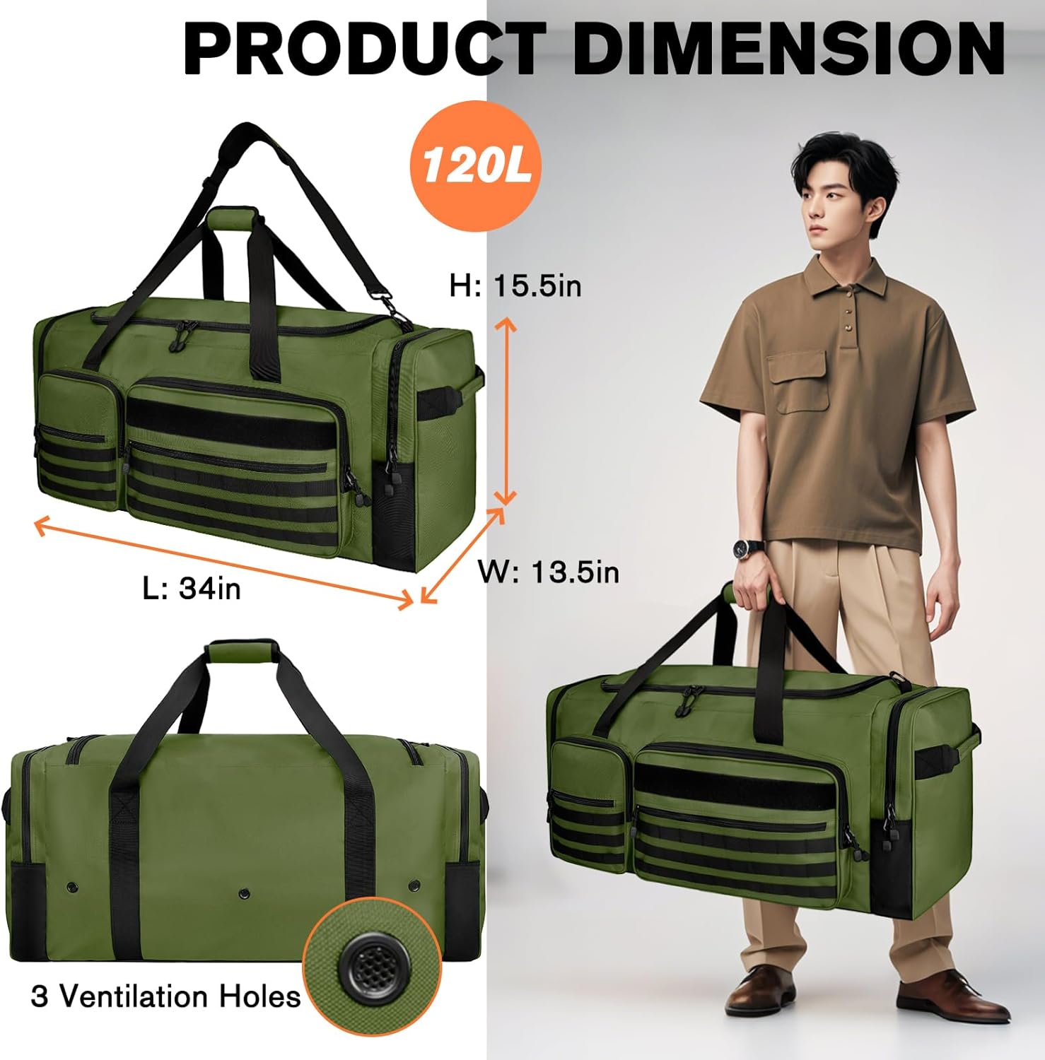 Goloni 130L Heavy Duty Large Duffle Equipment Bag,Catchers Gear Bag with Shoe Compartment,Baseball Duffle Bag