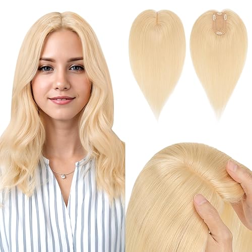 Miniatura 93 de Hairro 100% Real Human Hair Toppers for Women No Bang, Clip in Real Hairpieces, Breathable Silk Base for Covering Greyish Thinning Hair Loss on Top