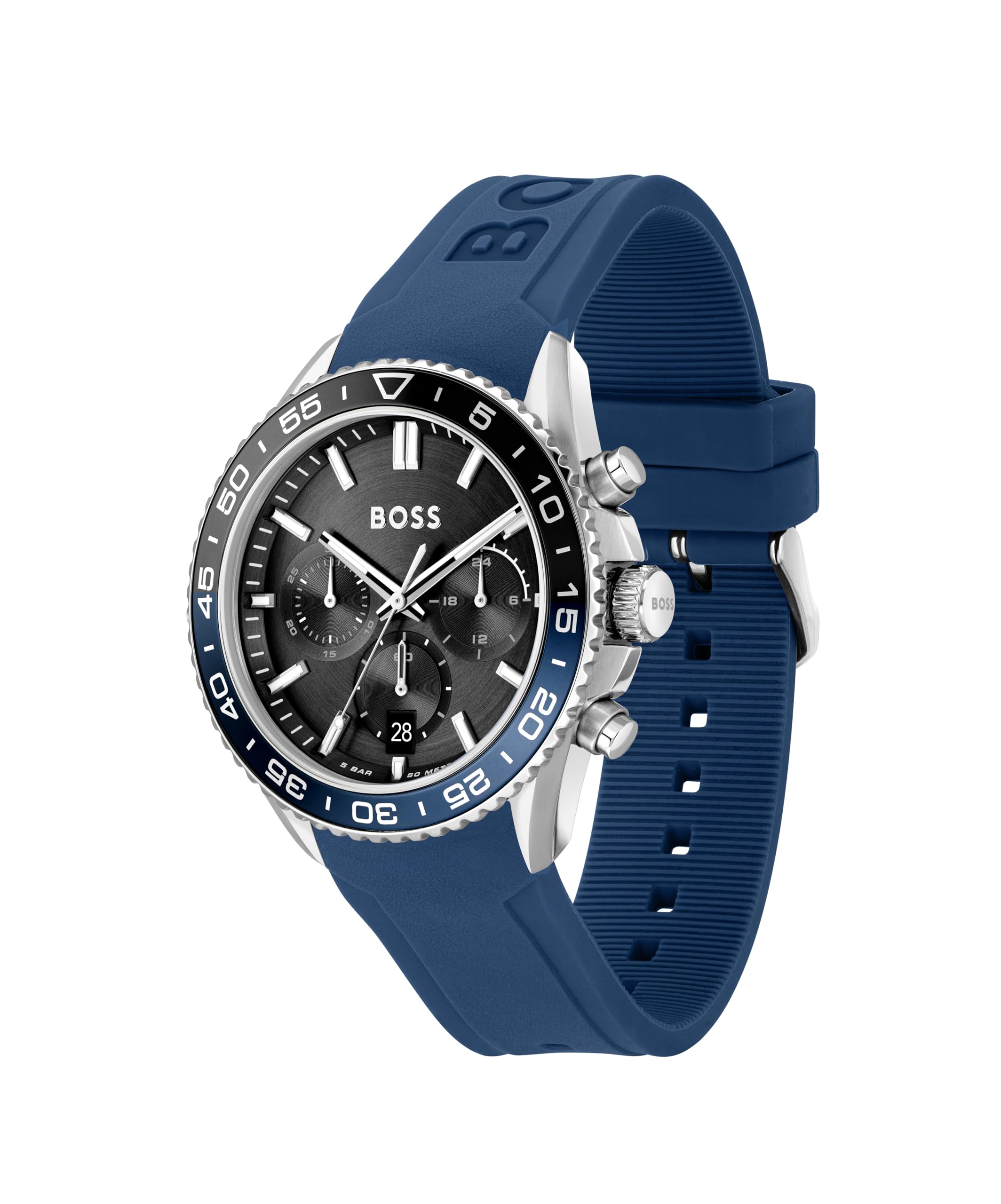 BOSS Chronograf Zegarek Kwarcowy dla Mężczyzn Runner Chrono LE Kolekcja z Niebieską Silikonową Bransoletką - 1514245