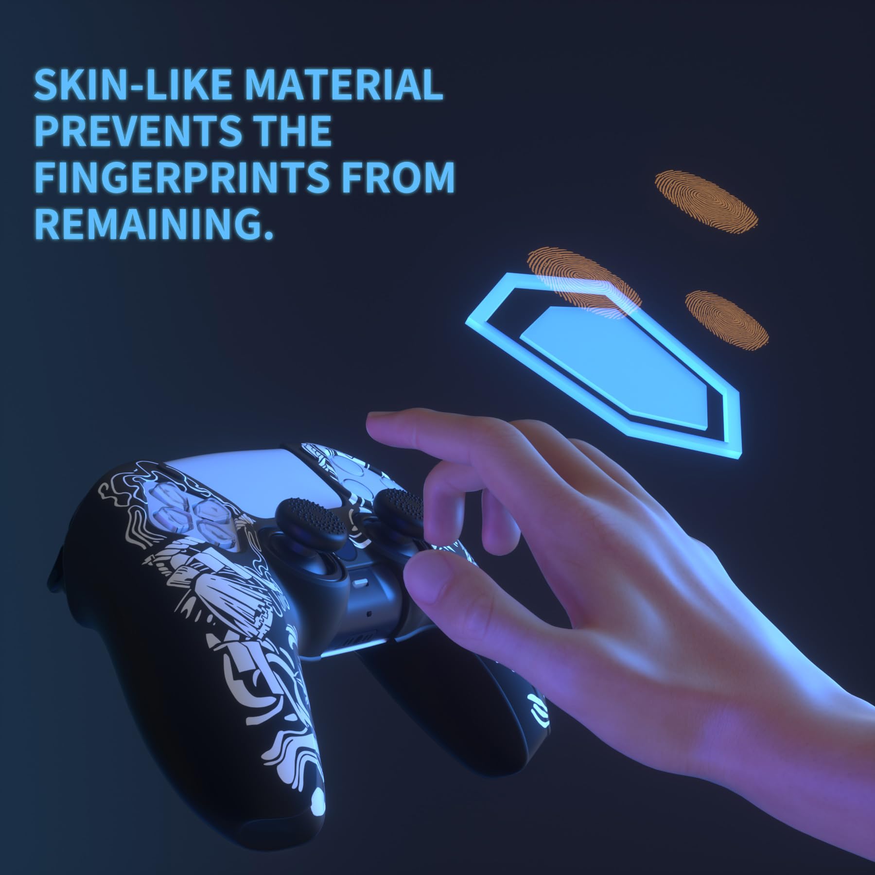 PlayVital Funda de Silicona para ps5 Mando - Cubierta Protectora Antideslizante y Suave con 6 Tapas para Pulgar, Grip Mejorado, Compatible con Base de Carga (Pure Series-Efectivo 100 Dólares) — view 37