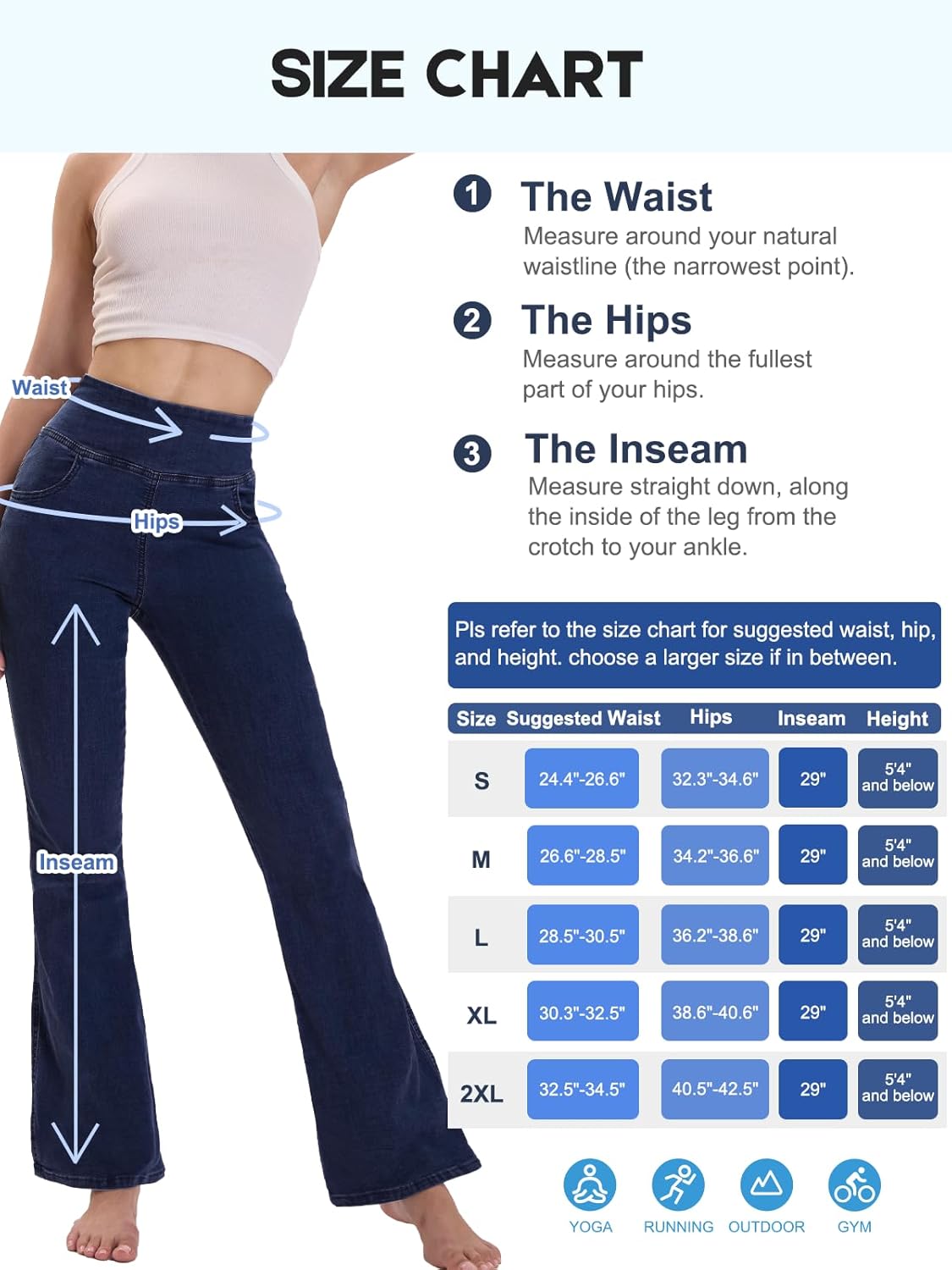 Pull on Flare Jeans for Women, Trendy Stretchy High Waisted Bell Bottom Skinny Boot Cut Jeans Legging for Women