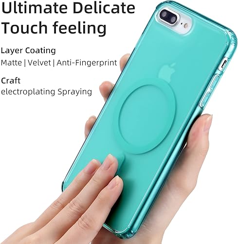 Miniatura 5 de Funda magnética translúcida para iPhone 8 Plus con carga inalámbrica MagSafe anti-amarilla, antihuellas, a prueba de golpes, funda protectora para