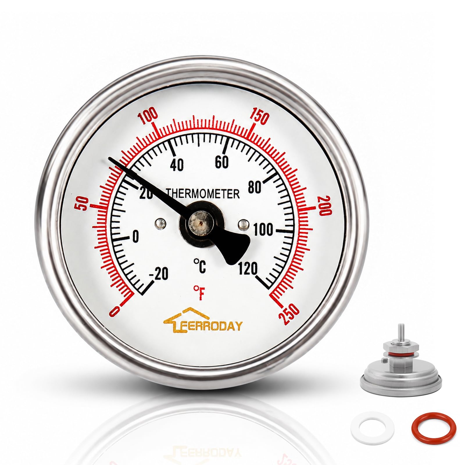 Ferroday Dial Thermometer - Stainless Steel Brew Thermometer -10