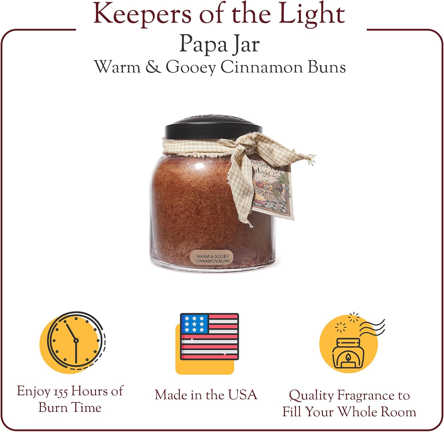 A Cheerful Giver - Warm & Gooey Cinnamon Buns Papa Scented Glass Jar Candle (34oz) with Lid & True to Life Fragrance Made in USA : Home & Kitchen