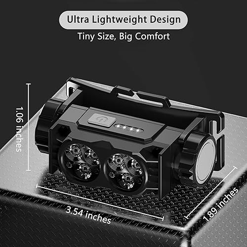 Miniatura 8 de Paquete de 2 faros LED recargables  Faro magnético súper brillante con carga rápida tipo C, impermeable, potencia en tiempo real, ligero, haz