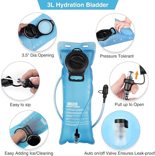 Miniatura 8 de NOOLA Mochila de hidratación de 3 litros, mochila de agua aislada, mochila de senderismo con vejiga de agua, mochila de agua ligera para senderismo,