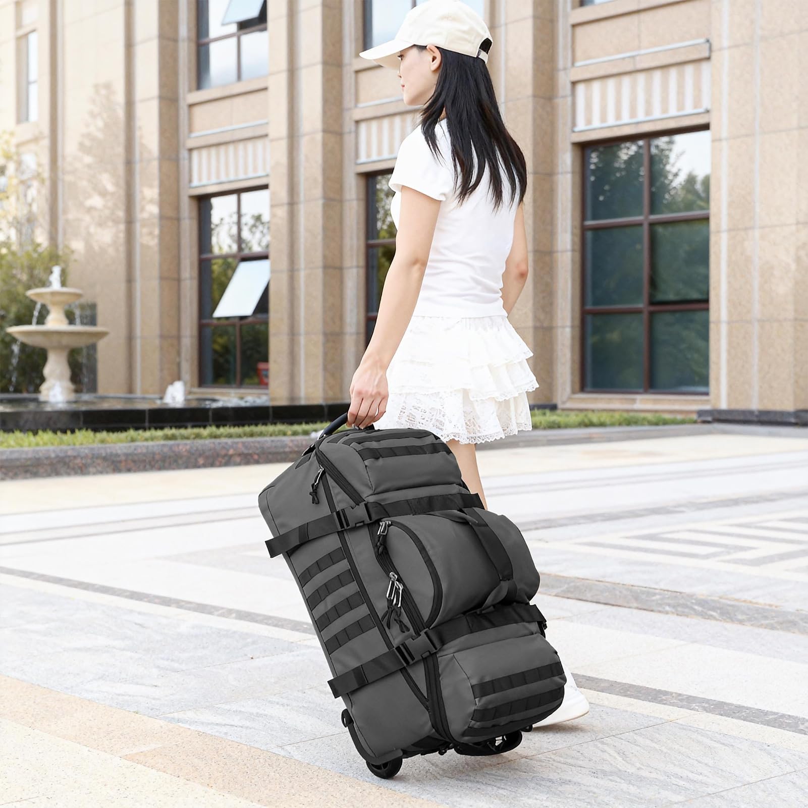 Borsone Da Viaggio Con Ruote 80L Grande Borsa Da Sportiva Impermeabile Pieghevole Extra Large Borsone Trolley Unisex Weekender Trekking Palestra Viaggi Nuoto (Nero)