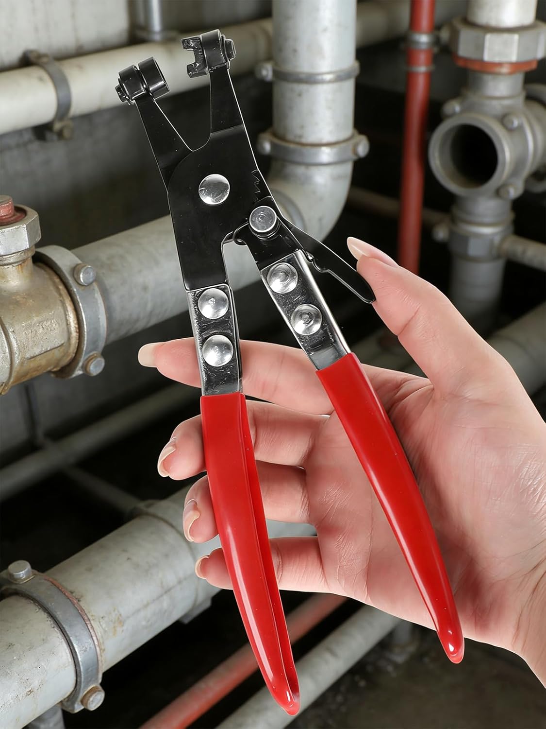 1PCS Aleric Hose Clamp Pliers with Swivel Flat Band - Spring & Ring Hose Clamp Removal & Installation Tool for Automotive Fuel, Oil, Water Hoses