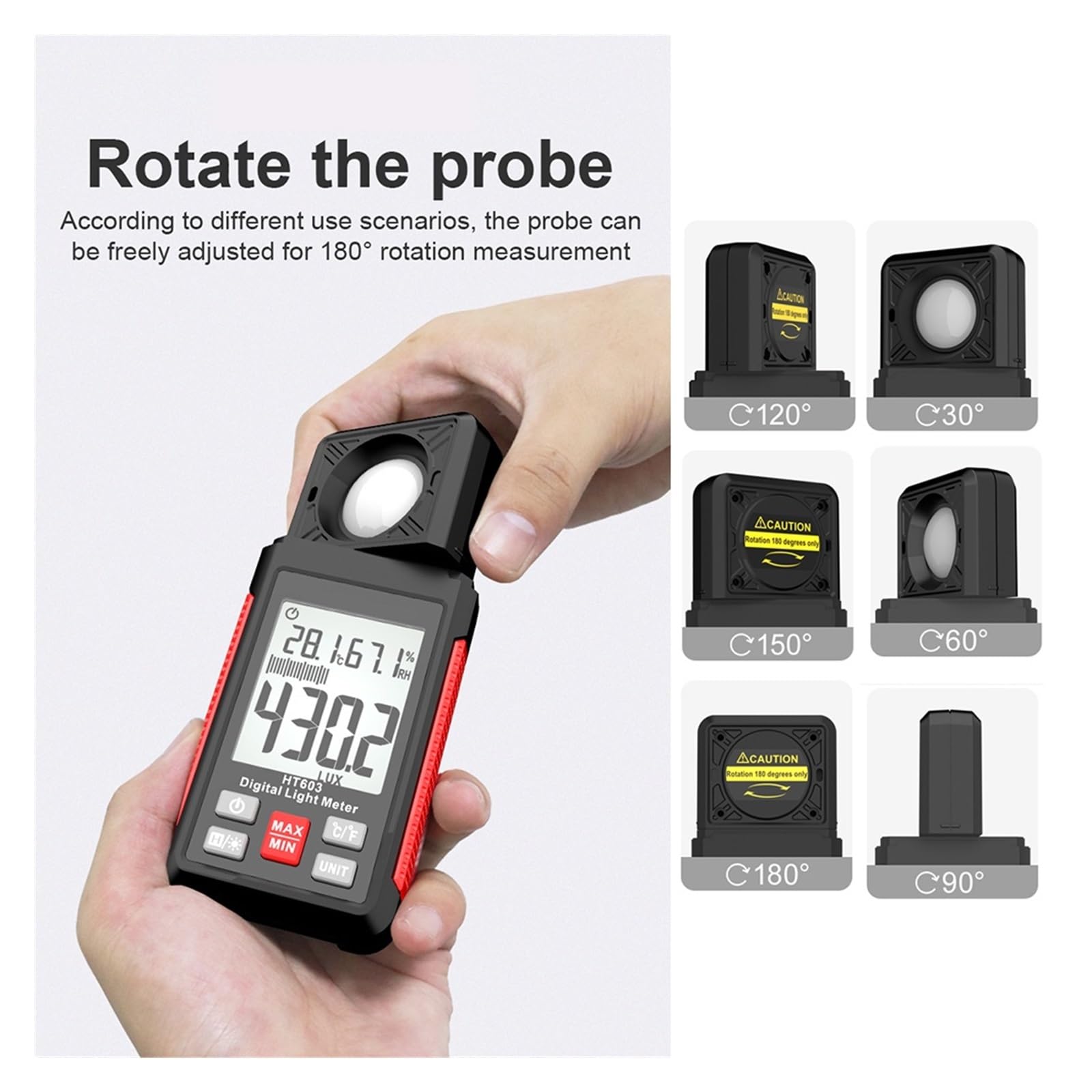 Luxmetro Numérique MT 30, Affichage LCD, Exposimètre, Test Environnemental, Illuminomètre, Exposimètre, Irradiation, Solaire