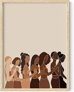 HAUS AND HUES Black Women Wall Art - Wall Decor for Women's Bedroom, Women Empowerment Decor, Black Girl Wall Art, Female Art Print, Black Women Poster (Beige Frame, 12x16)
