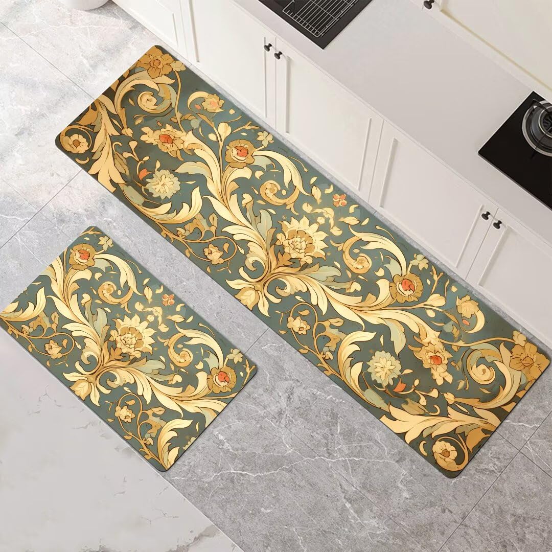 Alfombras de cocina lavables y súper absorbentes en un juego de 2 piezas antideslizantes