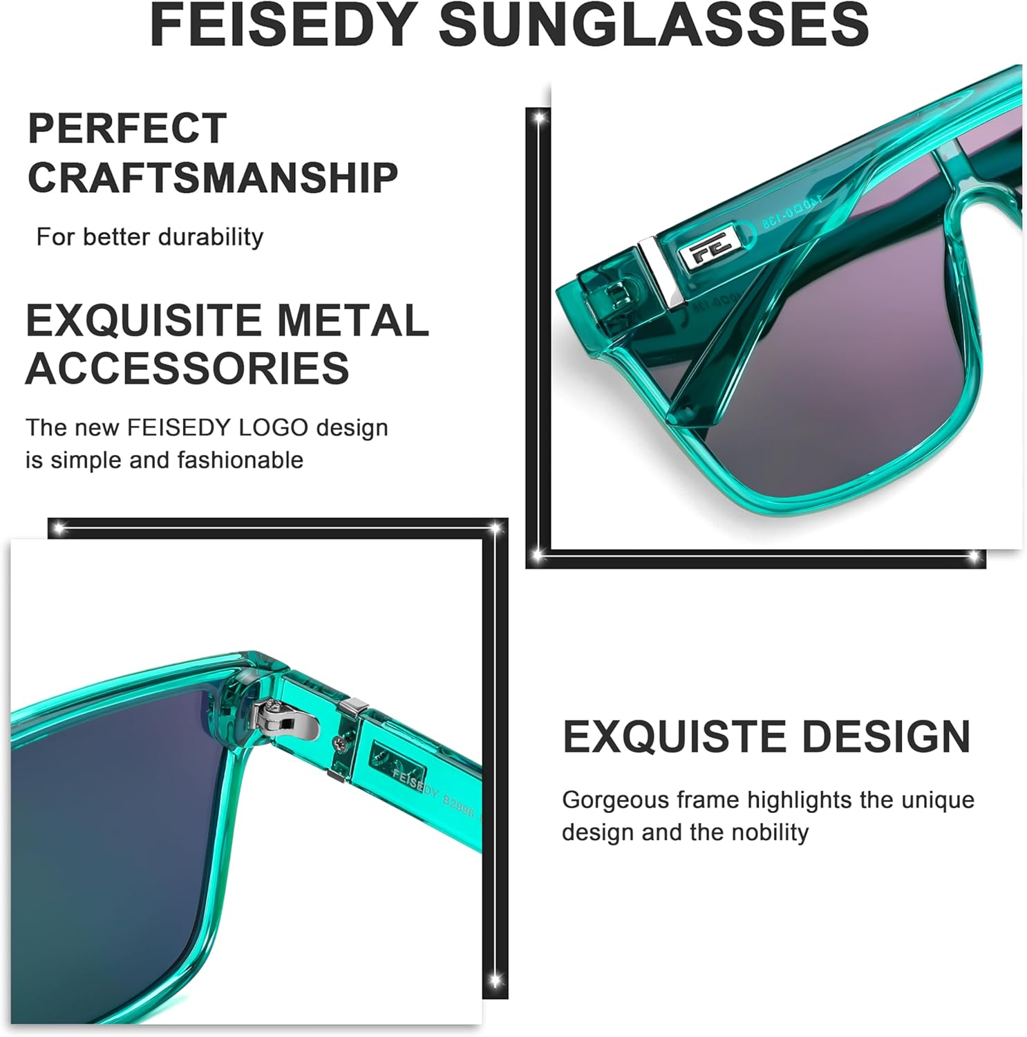 FEISEDY Sunglasses for Women Men, Fashion Mirrored Single Lens, Driving Beach Sunnies UV400 Shades B2996 - Image 4