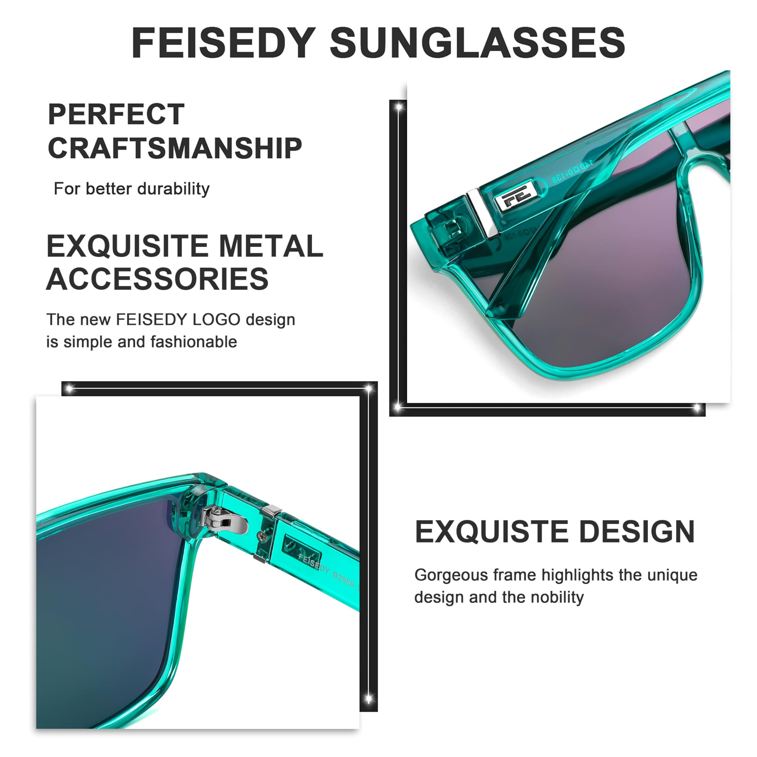 FEISEDY Sunglasses for Women Men, Fashion Mirrored Single Lens, Driving Beach Sunnies UV400 Shades B2996 - 4