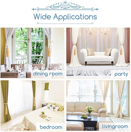 Miniatura 5 de Melodieux Alzapaños decorativos para cortina, con borlas de bola, para oficina en casa, ventanas, sujetadores de cortinas con hebilla trenzada,