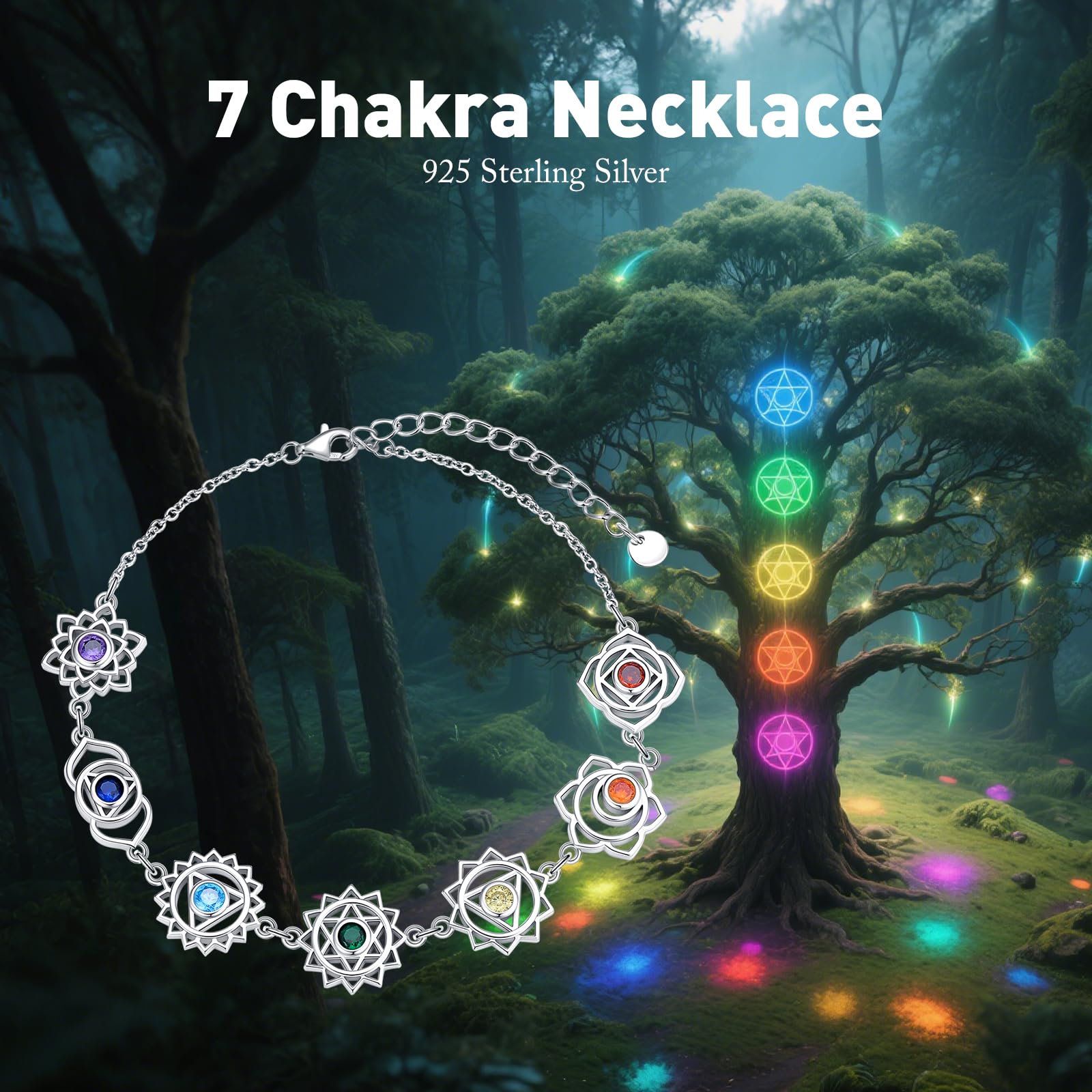 Pulsera de chakras de plata de ley 925, pulsera de los 7 chakras para muje chakra pulseras para mujeres