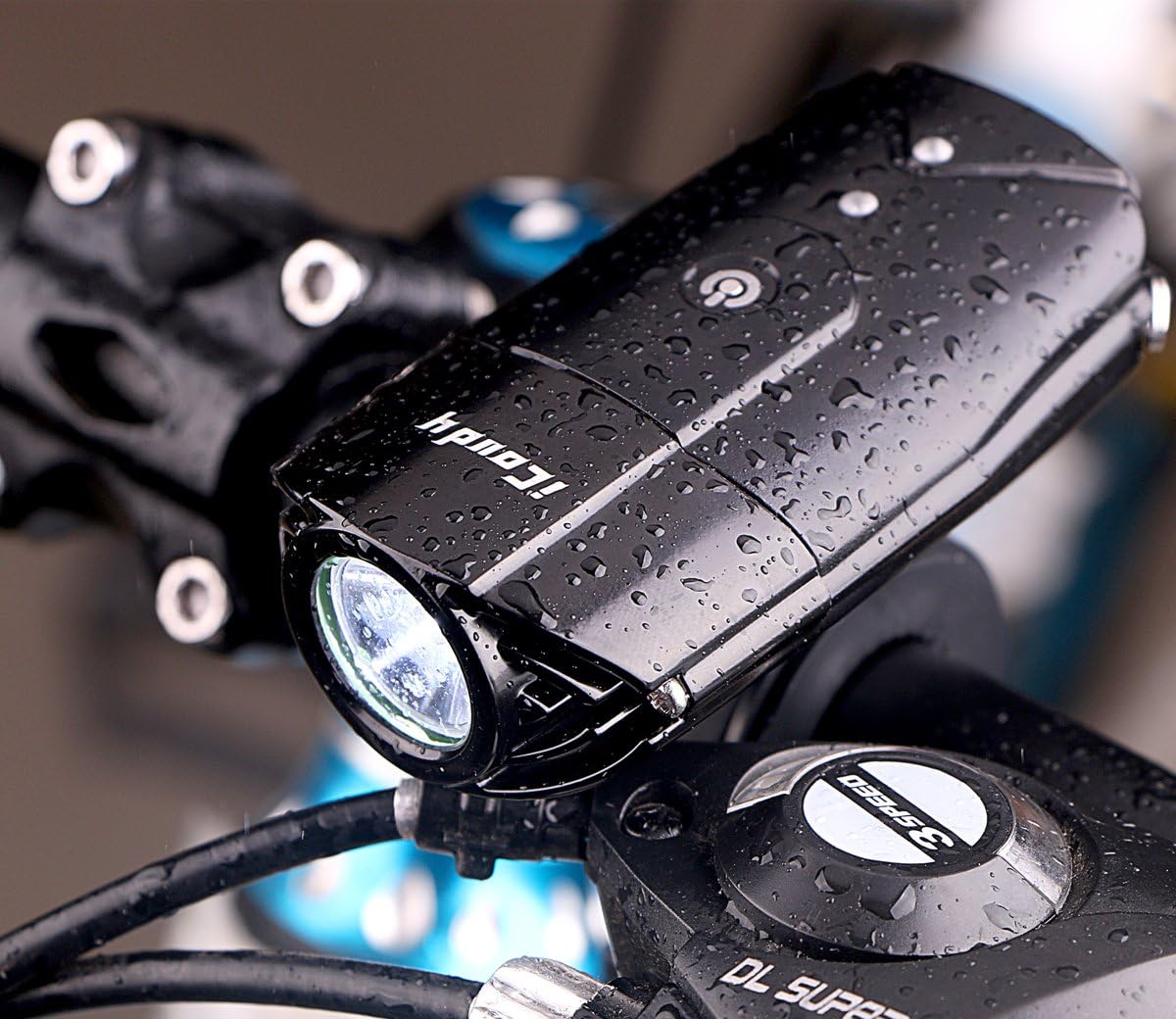 Bike Lights, iCoudy R3 Bike Front Light Mountain Bicyle Lights Led Cycle Lights Cycling Headlight Rechargeable Waterproof Cycling Lights Easy to Install & Remove for Safe Cycling,Black Bike Headlight